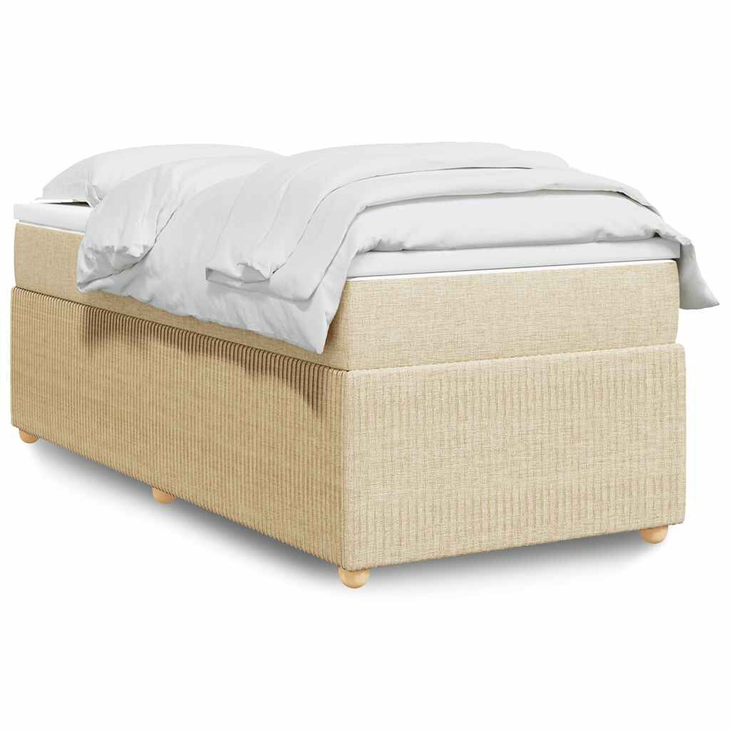 vidaXL Κρεβάτι Boxspring με Στρώμα Κρεμ 100 x 200 εκ. Υφασμάτινο