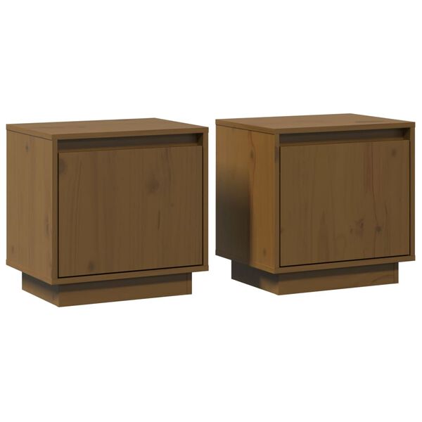 vidaXL Κομοδίνο 2 τεμ. Καφέ Μελί 40 x 30 x 40 εκ από Μασίφ Ξύλο Πεύκου