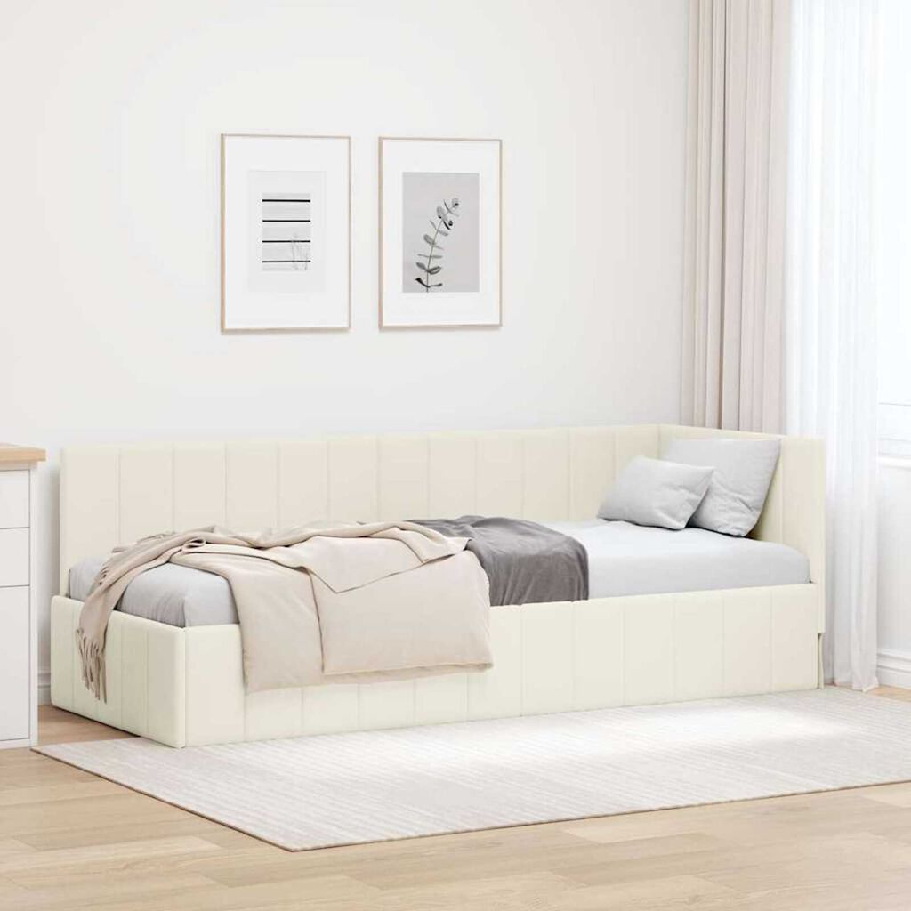 vidaXL Κρεβάτι Γωνίας με κεφαλάρι Κρεμ 80 x 200 cm Βελούδο