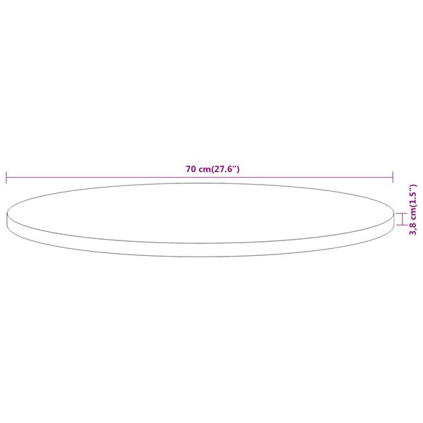 vidaXL Επιφάνεια Τραπεζιού Στρογγυλή Ø70x3,8 εκ. Μασίφ Ξύλο Ακακίας