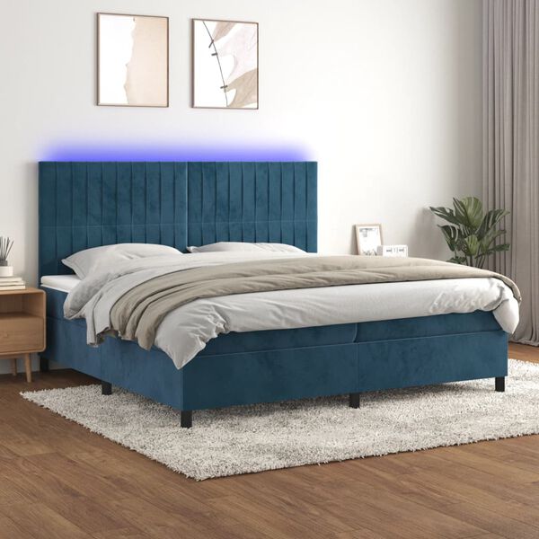 vidaXL &Kappa;&rho;&epsilon;&beta;ά&tau;&iota; Boxspring &mu;&epsilon; &Sigma;&tau;&rho;ώ&mu;&alpha; & LED &Sigma;&kappa;. &Mu;&pi;&lambda;&epsilon; 200x200&epsilon;&kappa;. &Beta;&epsilon;&lambda;&omicron;ύ&delta;&iota;&nu;&omicron;