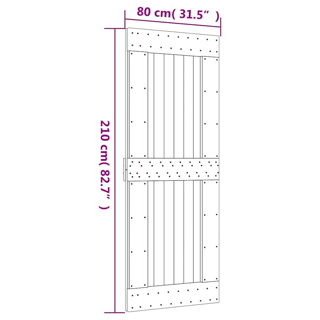 vidaXL Πόρτα NARVIK 80 x 210 εκ. από Μασίφ Ξύλο Πεύκου