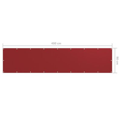 vidaXL Διαχωριστικό Βεράντας Κόκκινο 90 x 400 εκ. Ύφασμα Oxford