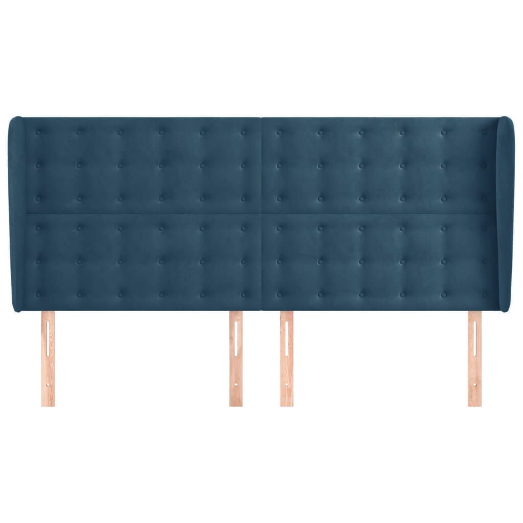 vidaXL Κεφαλάρι με Πτερύγια Σκούρο Μπλε 183x23x118/128 εκ. Βελούδινο