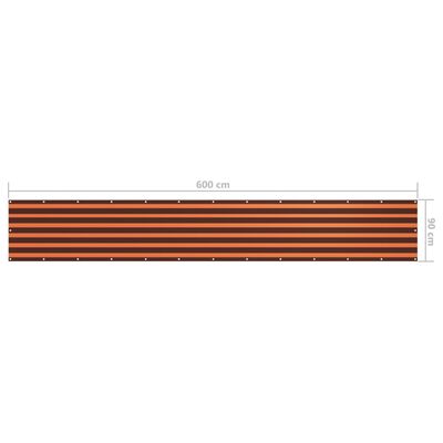 vidaXL Διαχωριστικό Βεράντας Πορτοκαλί/Καφέ 90 x 600 εκ. Ύφασμα Oxford