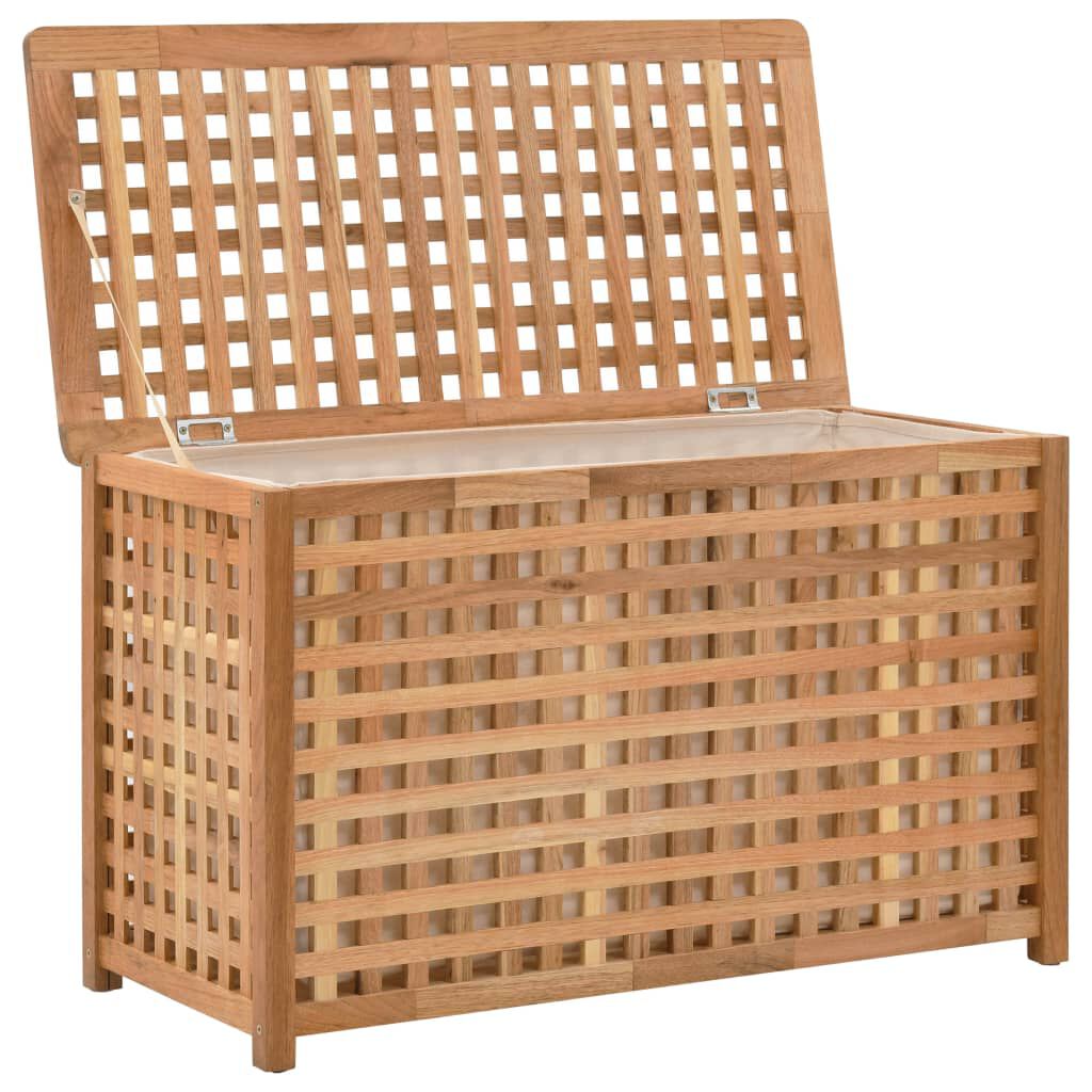 vidaXL Καλάθι/Μπαούλο Απλύτων 77,5x37,5x46,5 εκ. Μασίφ Ξύλο Καρυδιάς