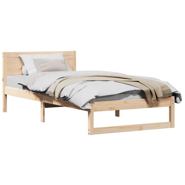 vidaXL Σκελετός Κρεβατιού Καφέ 75 x 190 cm Μασίφ ξύλο πεύκου