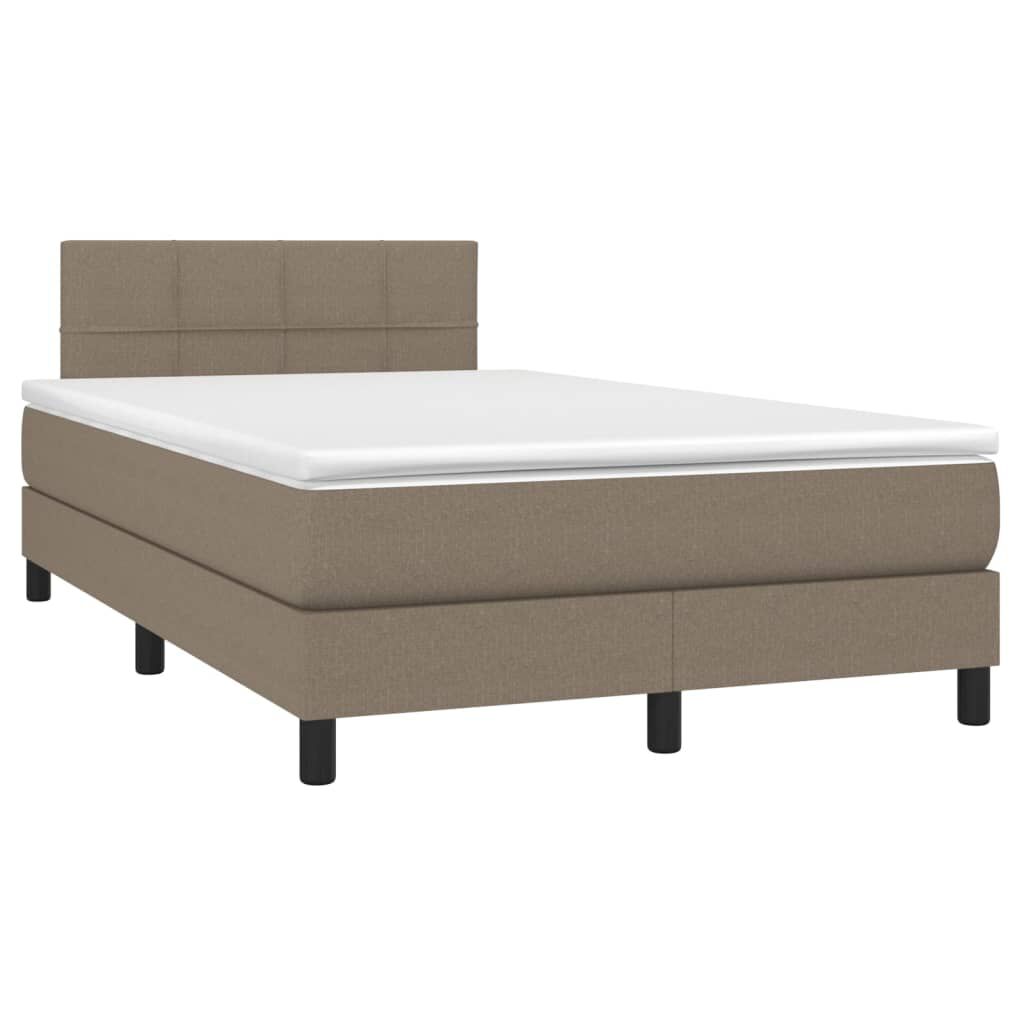 vidaXL Κρεβάτι Boxspring με Στρώμα & LED Taupe 120x200 εκ. Υφασμάτινο