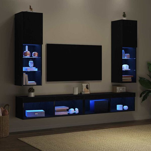vidaXL Ντουλάπι TV 2 pcs Μαύρο 30.5 x 30 x 102 εκ Επεξεργασμένο ξύλο