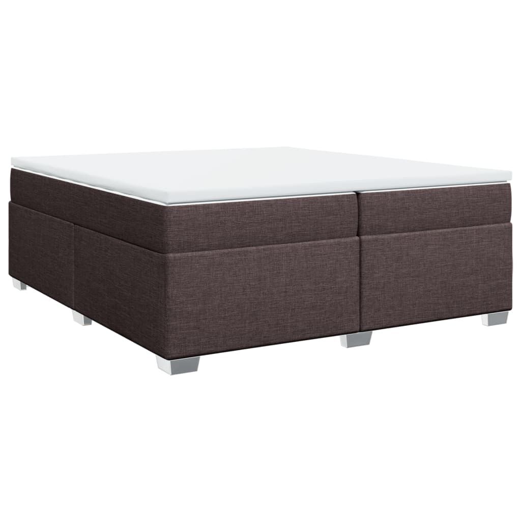 vidaXL Κρεβάτι Boxspring με Στρώμα Σκούρο Καφέ 200x200 εκ. Υφασμάτινο
