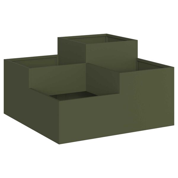 vidaXL Γλάστρα Κήπου 80x80x48 εκ. Ελαιόχρωμο Ατσάλι