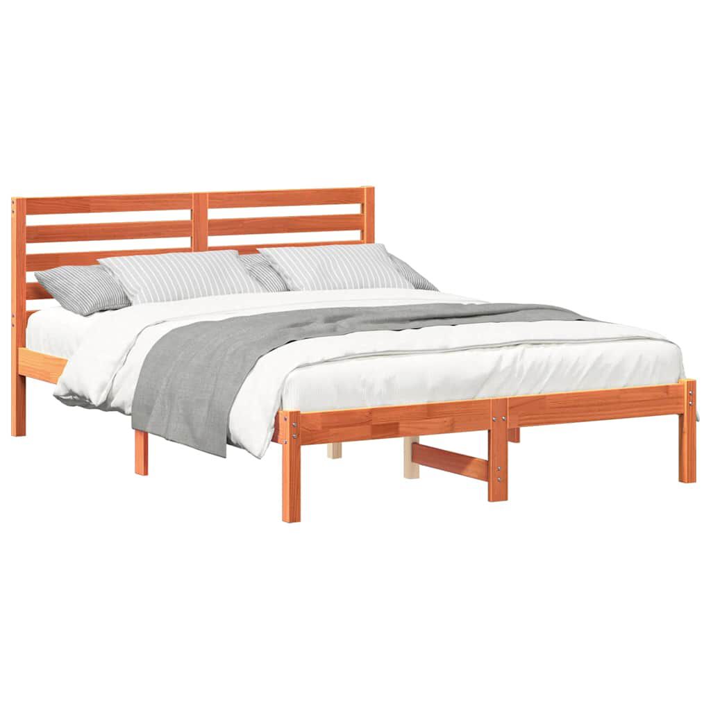 vidaXL Σκελετός Κρεβατιού Καφέ κεριού 140 x 190 cm Μασίφ ξύλο πεύκου