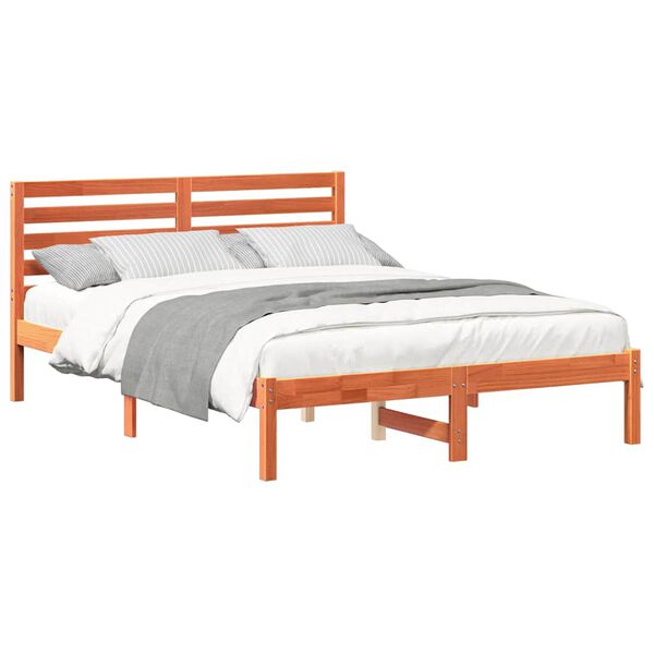 vidaXL Σκελετός Κρεβατιού Καφέ κεριού 140 x 190 cm Μασίφ ξύλο πεύκου