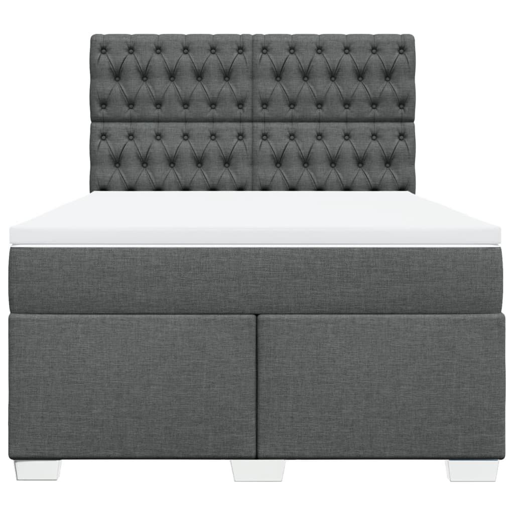 vidaXL Κρεβάτι Boxspring με Στρώμα Σκούρο Γκρι 140x200 εκ Υφασμάτινο