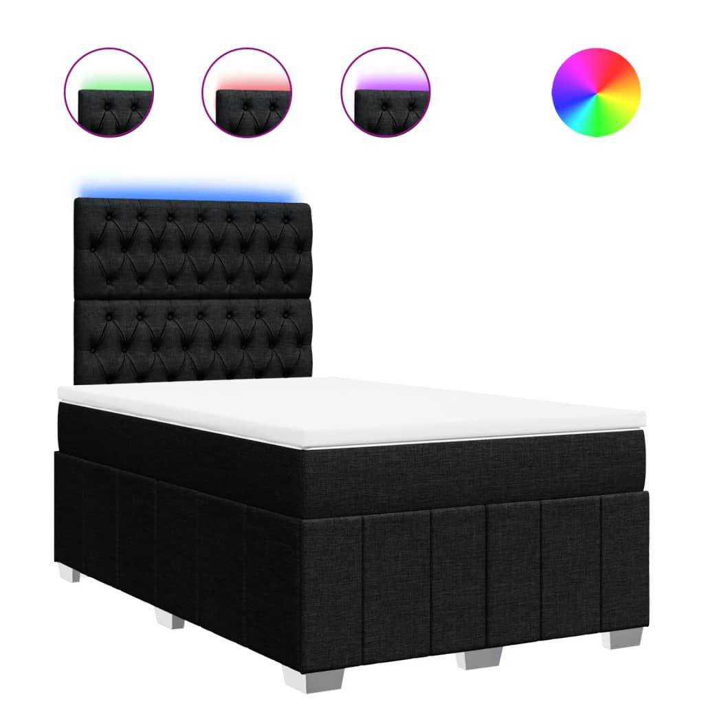 vidaXL Κρεβάτι Boxspring με Στρώμα Μαύρο 120x200 εκ. Υφασμάτινο