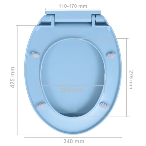 vidaXL Κάλυμμα Λεκάνης με Soft Close &amp; Quick Release Οβάλ Μπλε