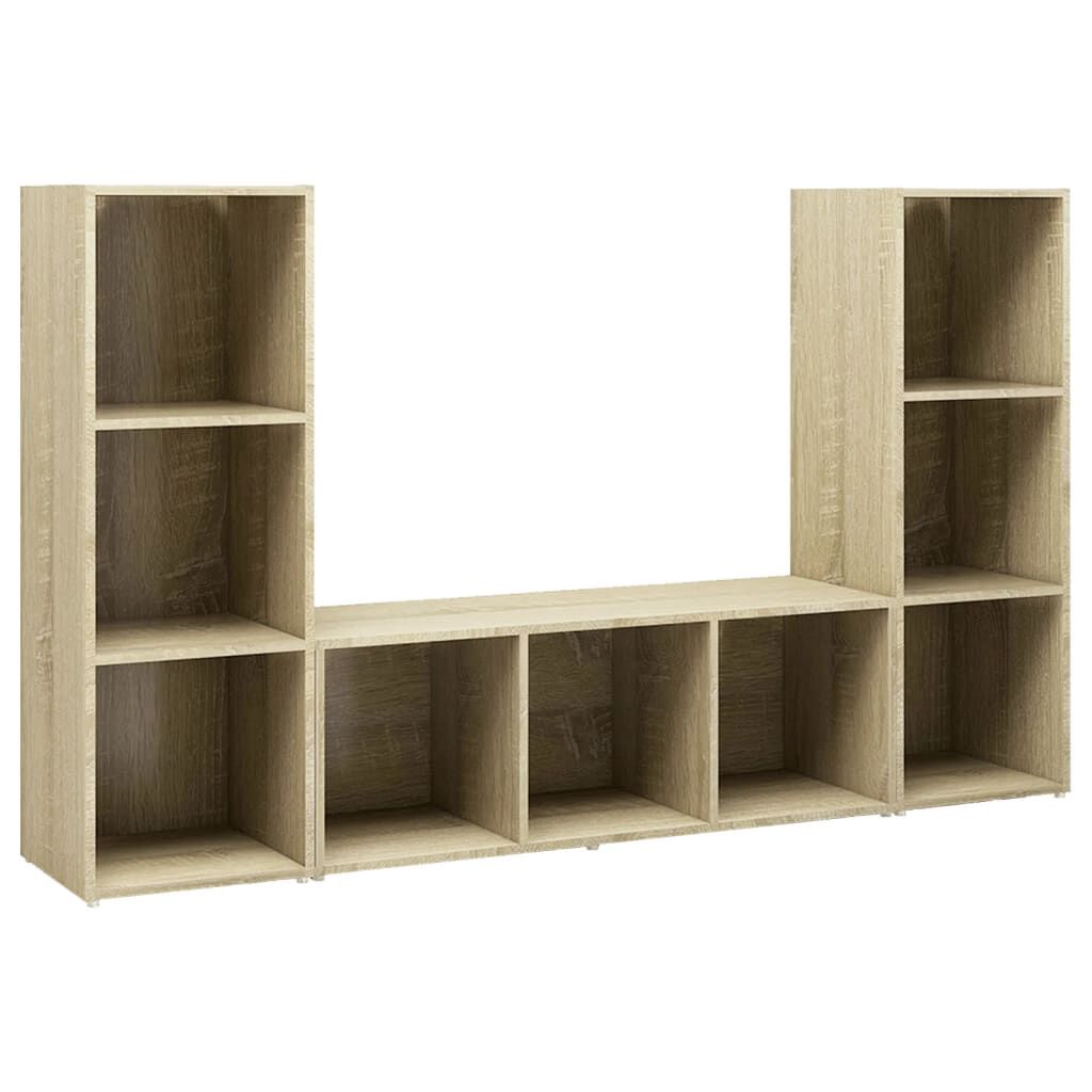 vidaXL Έπιπλα Τηλεόρασης 3 τεμ. Sonoma Δρυς 107x35x37 εκ. Μοριοσανίδα