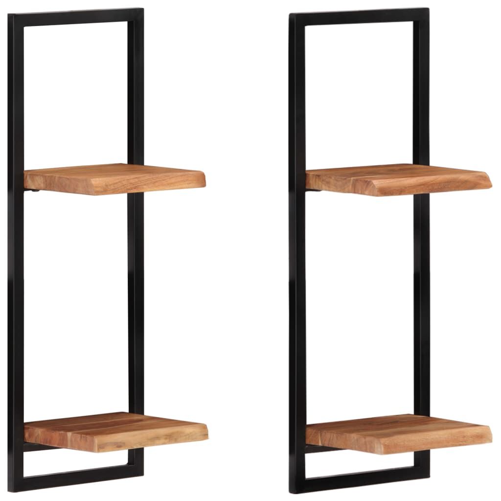 vidaXL Ράφια Τοίχου 2 Τεμ. 25x25x75 εκ. Μασίφ Ξύλο Ακακίας & Ατσάλι