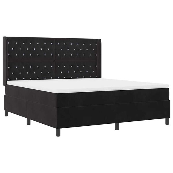 vidaXL Κρεβάτι με ελατήρια με κεφαλάρι Μαύρο 180 x 200 cm Βελούδο