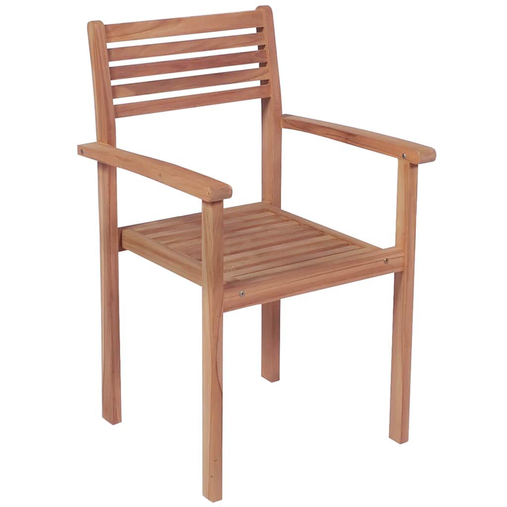 vidaXL Καρέκλες Κήπου 4 Τεμαχίων από Μασίφ Ξύλο Teak με Μπεζ Μαξιλάρια