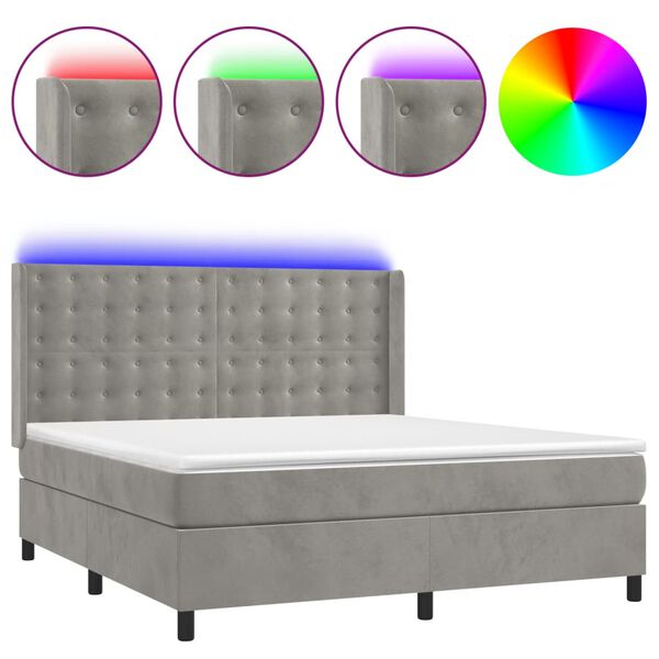 vidaXL &Kappa;&rho;&epsilon;&beta;ά&tau;&iota; Boxspring &mu;&epsilon; &Sigma;&tau;&rho;ώ&mu;&alpha; & LED &Alpha;&nu;.&Gamma;&kappa;&rho;&iota; 160x200 &epsilon;&kappa;. &Beta;&epsilon;&lambda;&omicron;ύ&delta;&iota;&nu;&omicron;