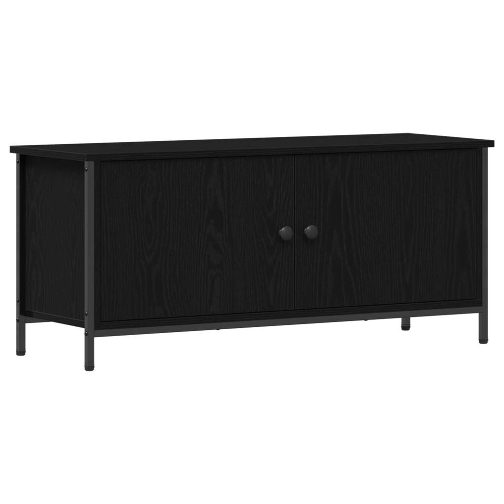 vidaXL TV Stand Μαύρης Δρυός Μαύρη δρυός Μοριοσανίδα, Μέταλλο
