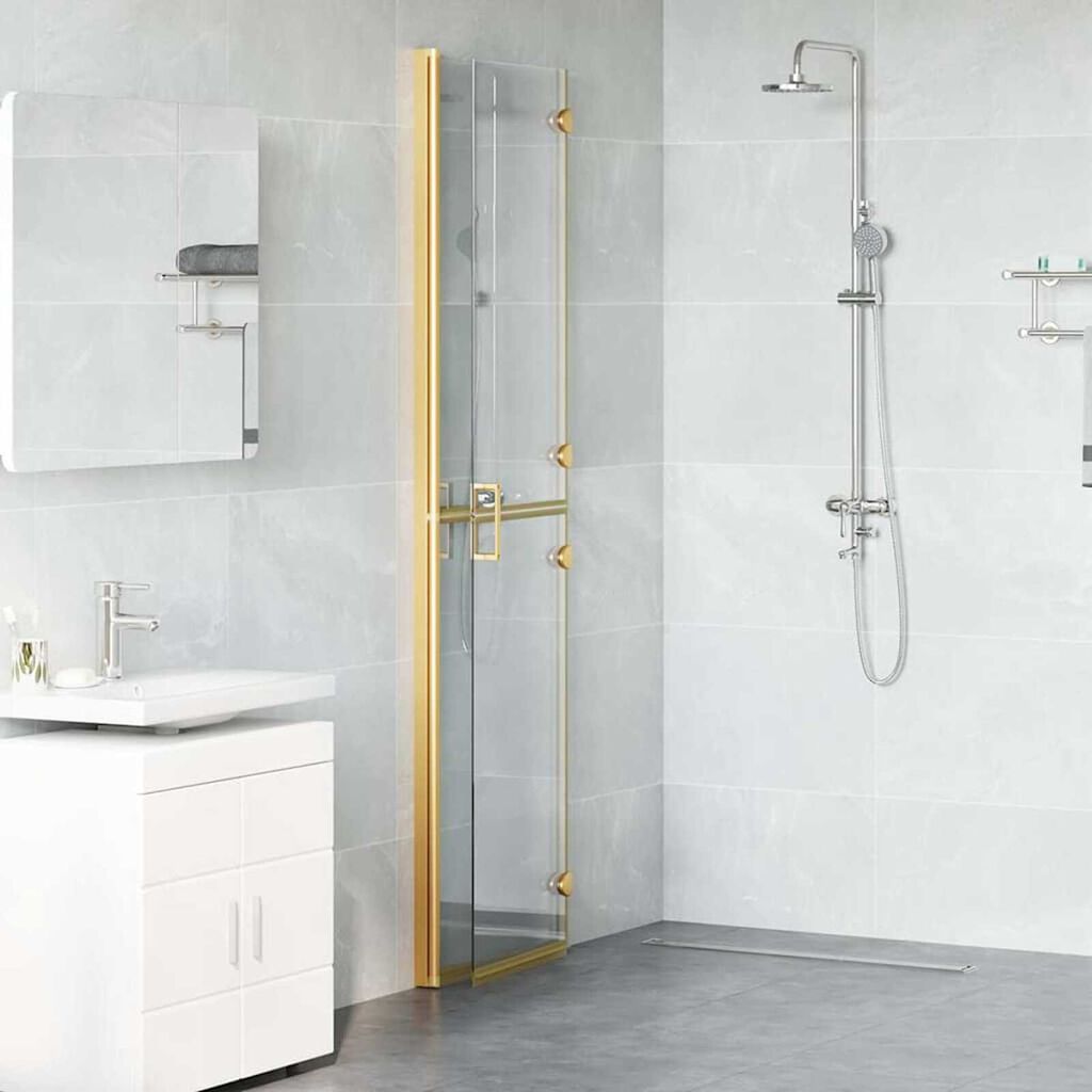 vidaXL Τοίχος ντους Walk-in Άλλο Χρυσό και διαφανές 100 x 190 cm