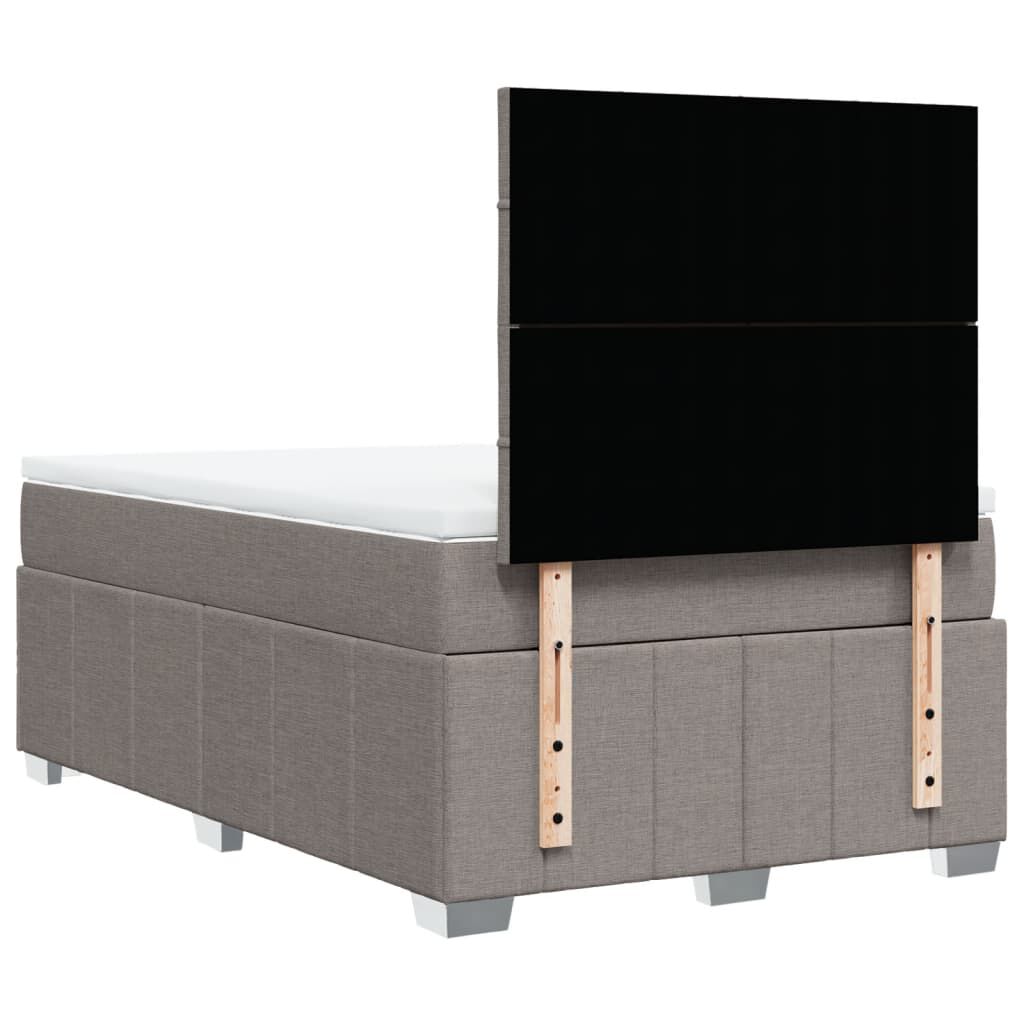 vidaXL Κρεβάτι Boxspring με Στρώμα Taupe 120x190 εκ. Υφασμάτινο