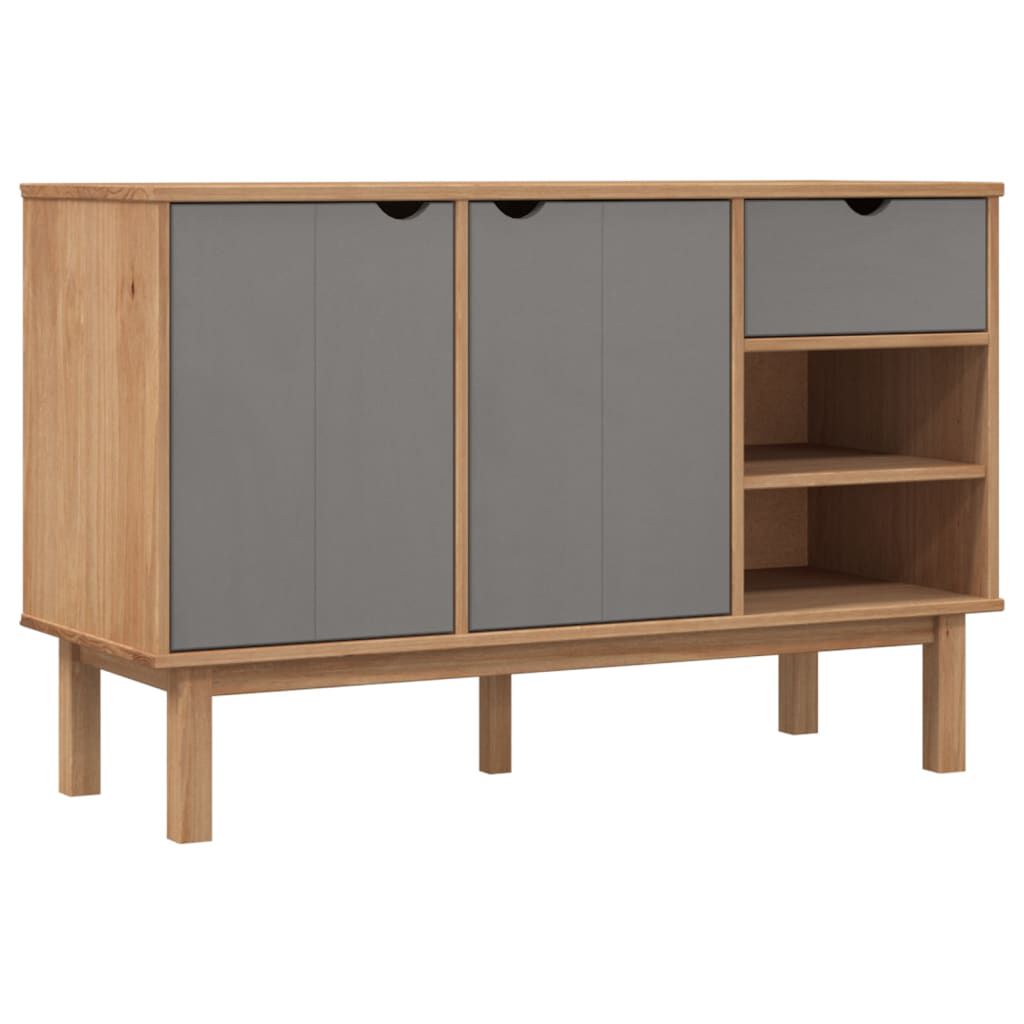 vidaXL Συρταριέρα OTTA Καφέ και Γκρι 114x43x73,5 εκ. Μασίφ Ξύλο Πεύκου