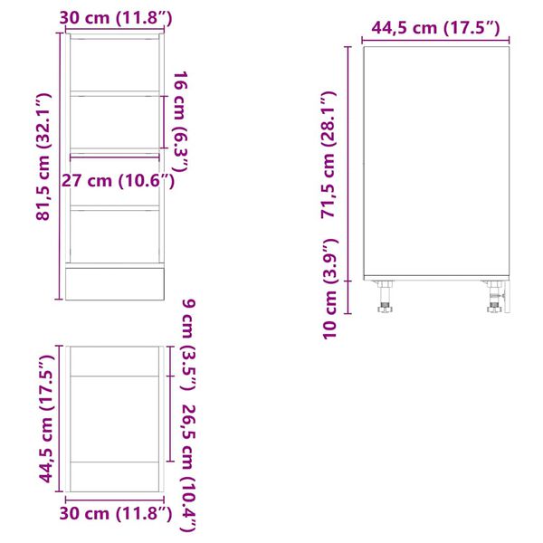 vidaXL Κάτω ντουλάπι Riga καπνιστή δρυς 30x44,5x81,5 cm