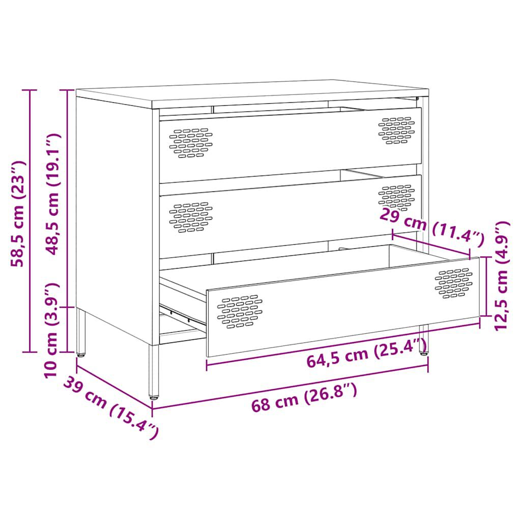 vidaXL Ντουλάπι Λευκό 68x39x58,5 εκ. από Χάλυβα Ψυχρής Έλασης