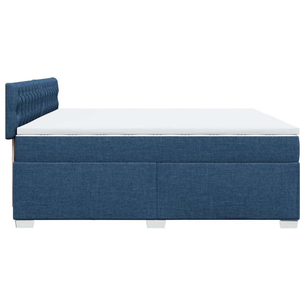 vidaXL Κρεβάτι Boxspring με Στρώμα Μπλε 200x200 εκ. Υφασμάτινο