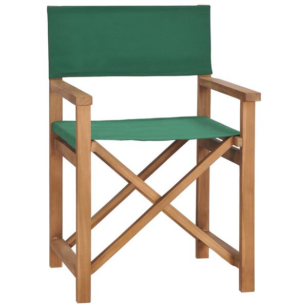 vidaXL Καρέκλα Σκηνοθέτη Πράσινη από Μασίφ Ξύλο Teak