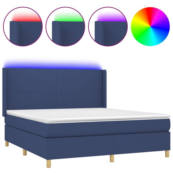 vidaXL &Kappa;&rho;&epsilon;&beta;ά&tau;&iota; Boxspring &mu;&epsilon; &Sigma;&tau;&rho;ώ&mu;&alpha; & LED &Mu;&pi;&lambda;&epsilon; 160x200 &epsilon;&kappa;. &Upsilon;&phi;&alpha;&sigma;&mu;ά&tau;&iota;&nu;&omicron;