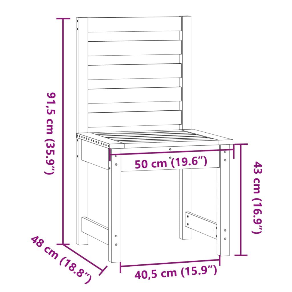 vidaXL Καρέκλες Κήπου 2 τεμ. Λευκές 50x48x91,5 εκ. Μασίφ Ξύλο Πεύκου