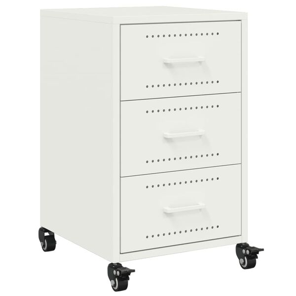 vidaXL Κομοδίνο Λευκό 36x39x59 εκ. από Χάλυβα