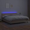 vidaXL Κρεβάτι Boxspring Στρώμα&LED Καπουτσίνο 160x200 εκ. Συνθ. Δέρμα