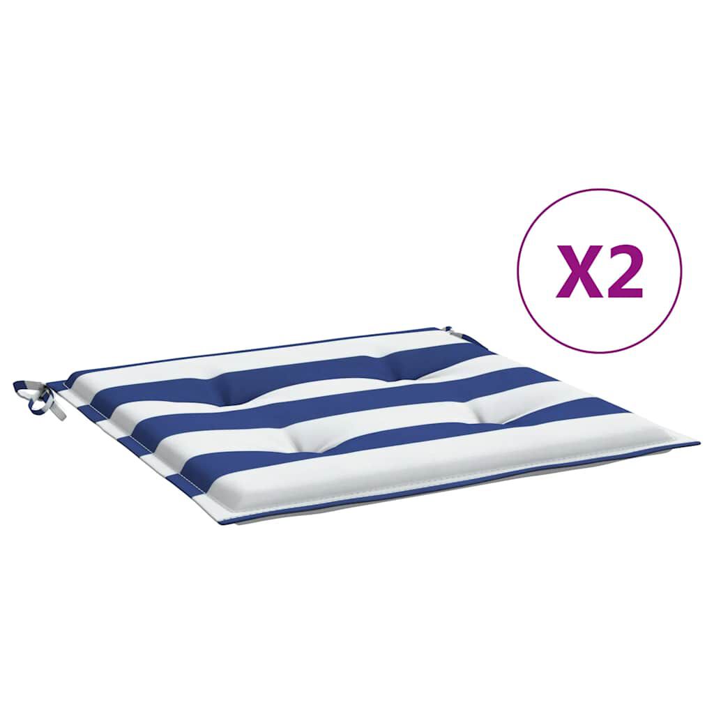 vidaXL Μαξιλάρια Καρέκλας 2 τεμ. Μπλε/Λευκό Ριγέ 40x40x4 εκ Υφασμάτινα