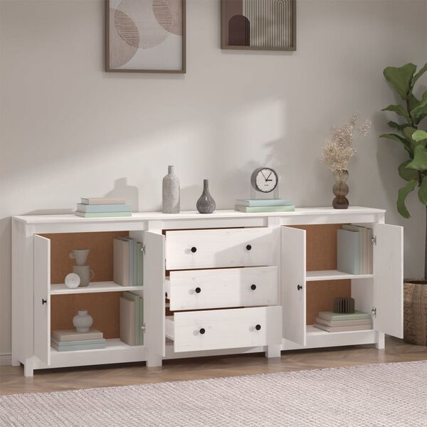 vidaXL Ντουλάπι Λευκό 210 x 35 x 80 εκ. από Μασίφ Ξύλο Πεύκου