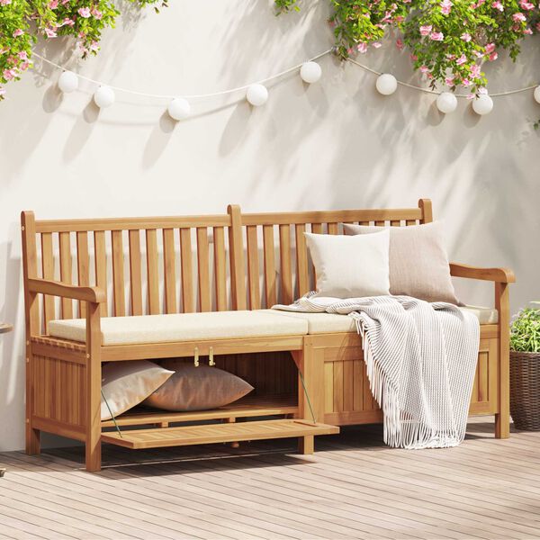vidaXL Πάγκος Αποθήκευσης Κήπου Καφέ 228 x 60 x 90 εκ Μασίφ ξύλο teak