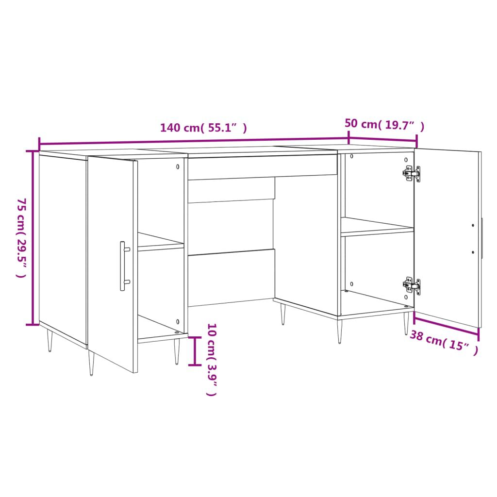 vidaXL Γραφείο Γκρι Sonoma 140 x 50 x 75 εκ. από Επεξεργασμένο Ξύλο