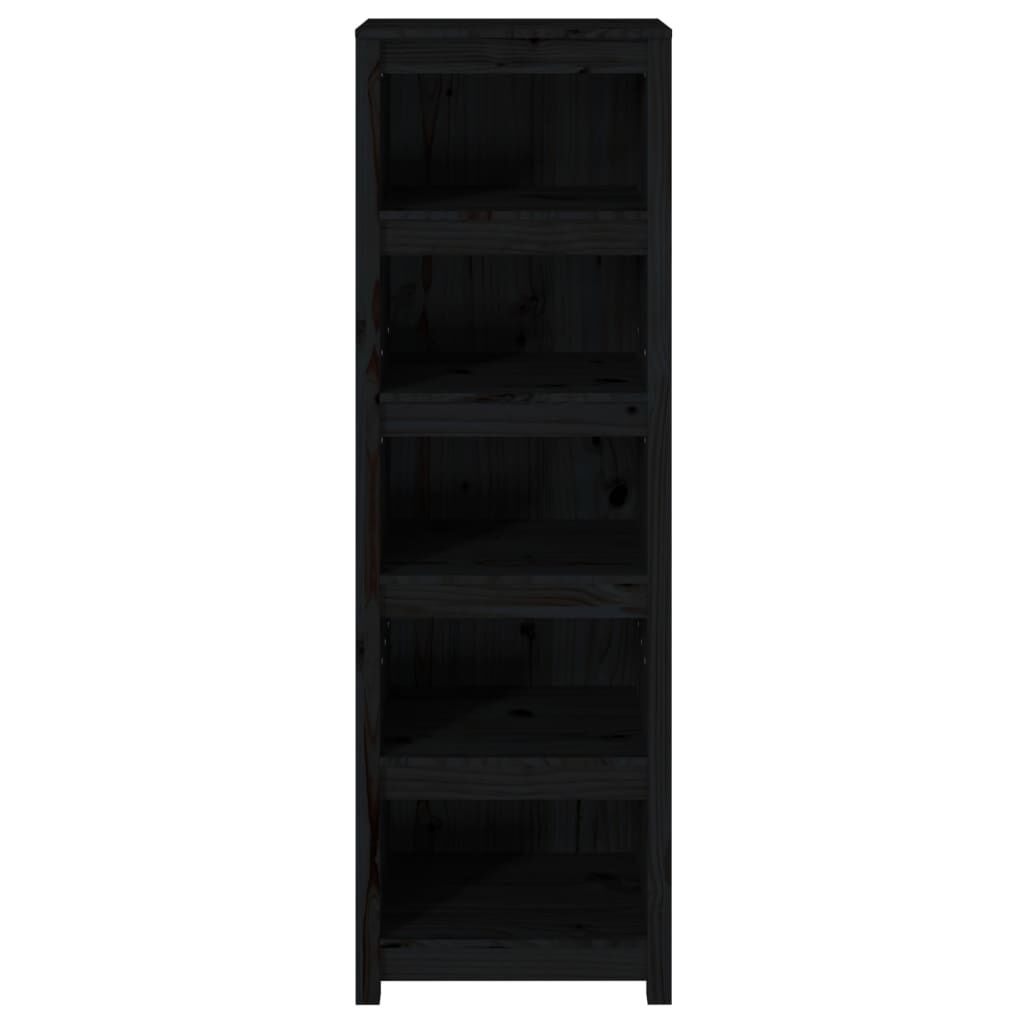 vidaXL Βιβλιοθήκη Μαύρη 50x35x154 εκ. από Μασίφ Ξύλο Πεύκου