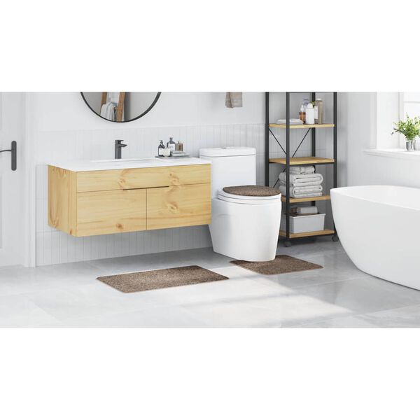 vidaXL Σετ Μάτ Μπάνιου Αντιολισθητικό 3 pcs Καφέ 50 x 50 cm PP