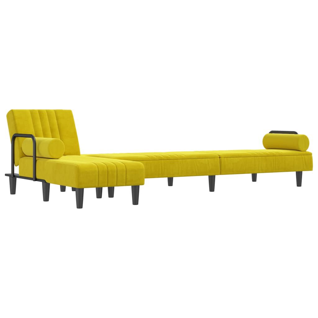 vidaXL Καναπές Κρεβάτι Γωνιακός Κίτρινος 260 x 140 x 70 εκ. Βελούδινος
