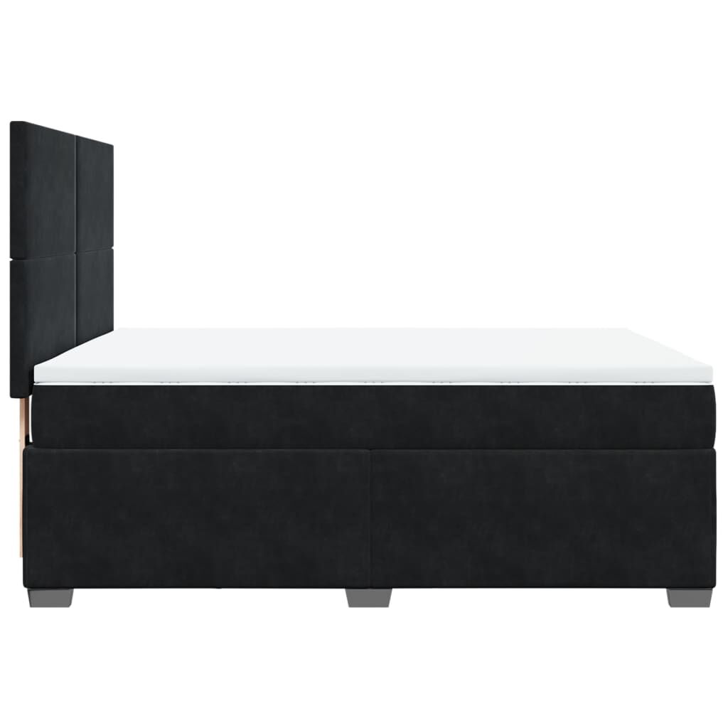 vidaXL Κρεβάτι Boxspring με Στρώμα Μαύρο 140x200 εκ. Βελούδινο