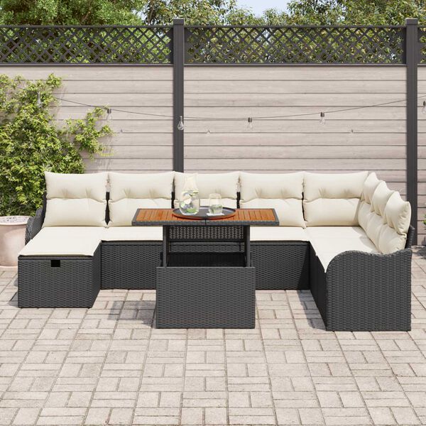 vidaXL Σετ Καναπέ Κήπου 9 pcs Μαύρο συνθετικό ρατάν