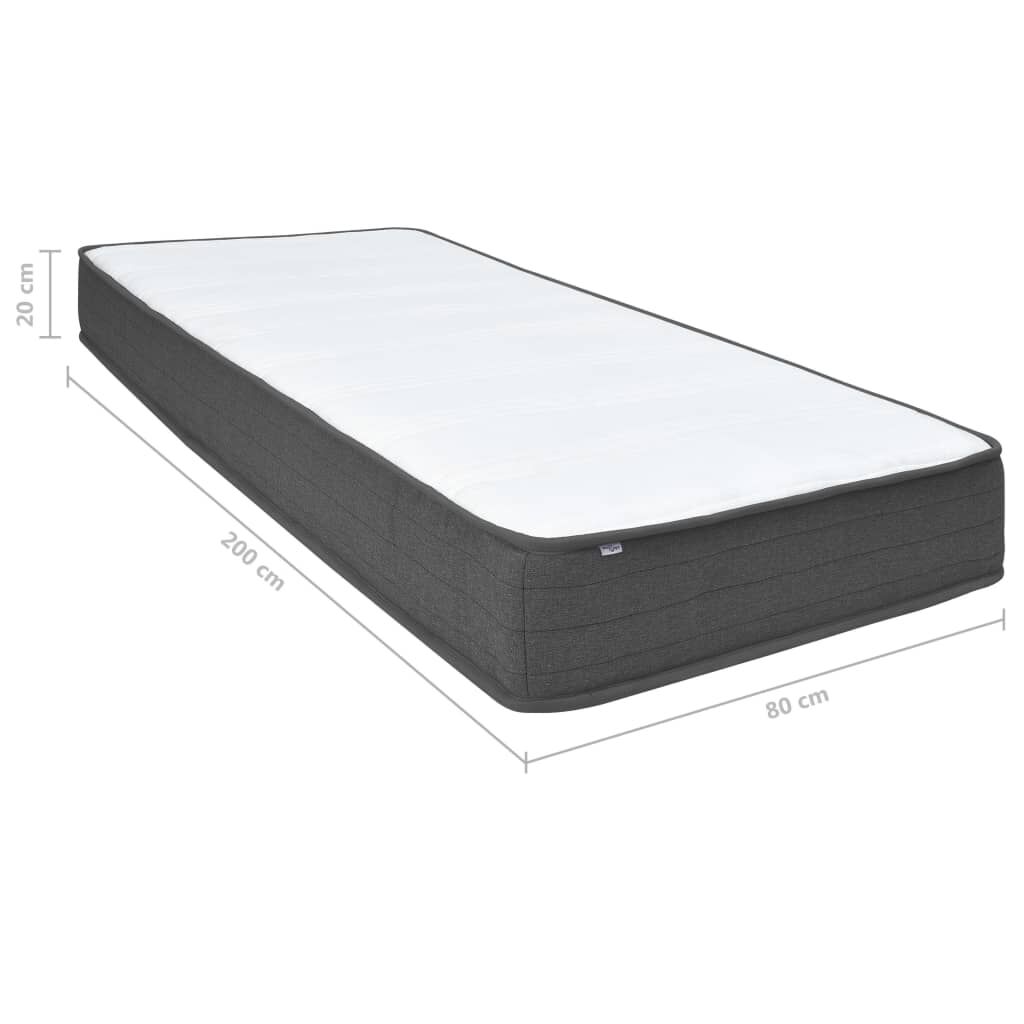 vidaXL Κρεβάτι Boxspring Σκούρο Γκρι 80 x 200 εκ. Υφασμάτινο