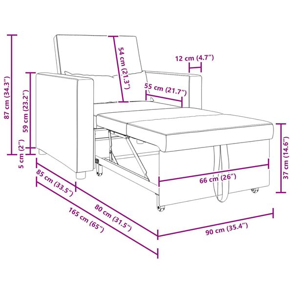 vidaXL Μονός καναπές-κρεβάτι Taupe 90 x 165 x 87 εκ. ύφασμα