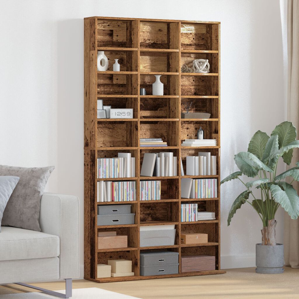 vidaXL Βάση CD - Παλιό ξύλο - 101x23x177.5 εκ - Επεξεργασμένο ξύλο