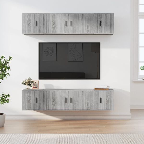 vidaXL Σετ Επίπλων Τηλεόρασης 6 Τεμ. Γκρι Sonoma Επεξεργασμένο Ξύλο